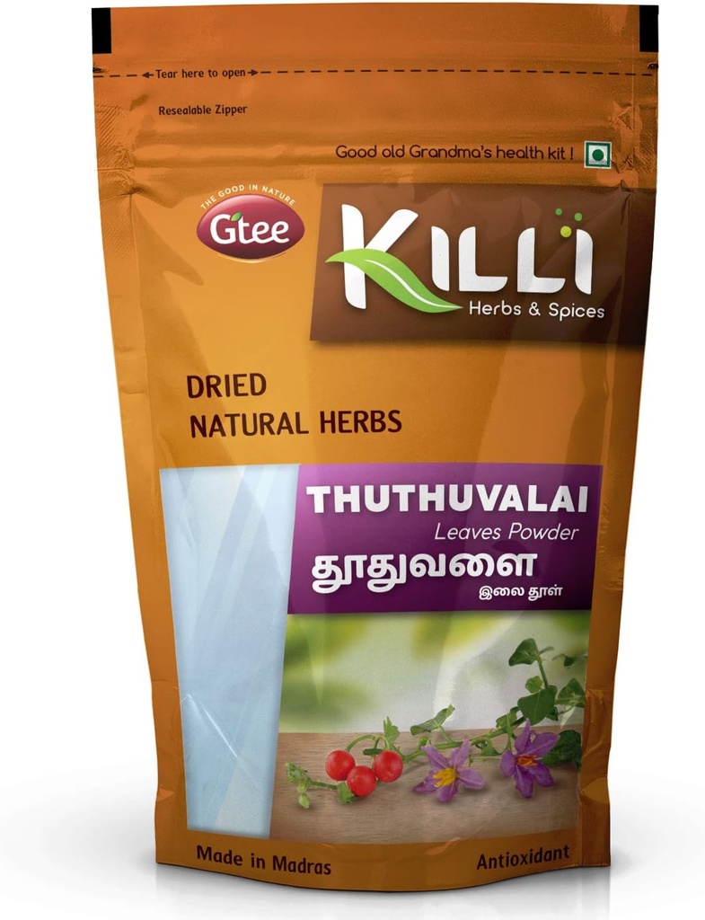 KILLI Thuthuvalaai: Escalade Brinjal: Solanum trilobatum: Kantakari feuilles poudre, 100g