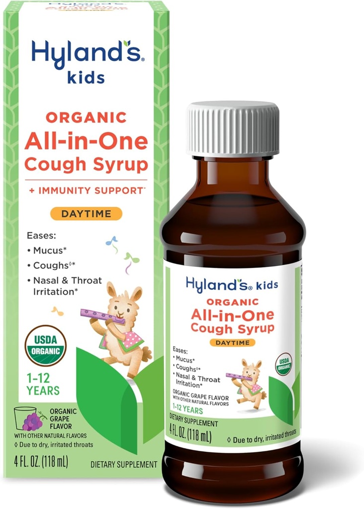 Hyland's Kids Organic All in One Cough Sirop Daytime - Raisin