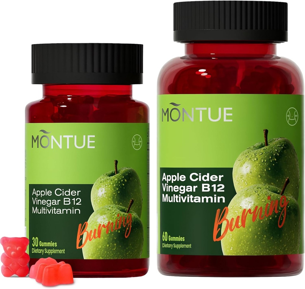 Gummées de vinaigre de cidre de pomme B12 Multivitamine, supplément de VAC Vitamines de gummy, supplément végétarien pour les femmes et les hommes, non OGM, soutenir les niveaux d'énergie normaux et la santé des gummées 60 Gummées (90)