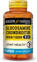 MASON NATURAL Glucosamine Chondroïtine 1500/1200 avec vitamine C, soutient la santé conjointe pour la flexibilité et la mobilité normales*, 60 capsules