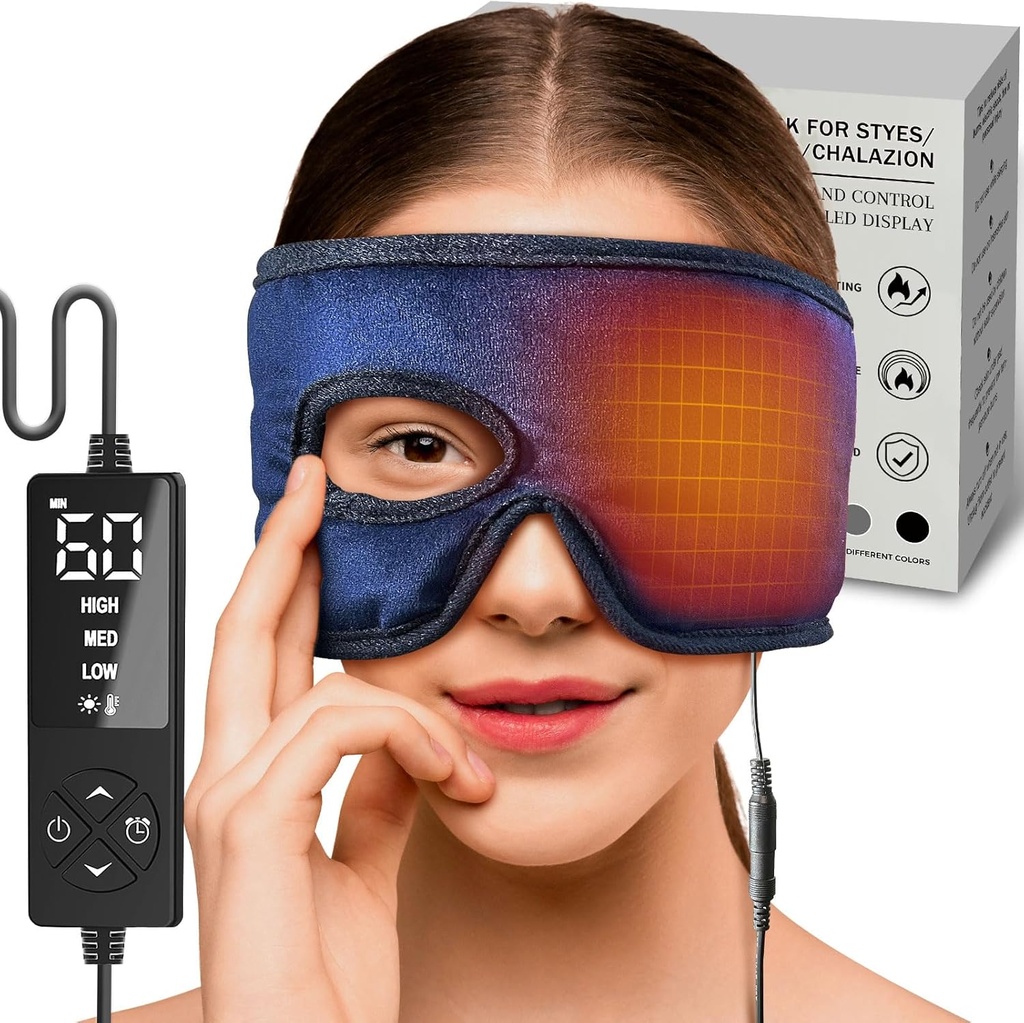 sticro Électrique Stye Eye Compresse Plaque chauffante pour le traitement des yeux Stye avec trou des yeux, chaleur humide pour Stye Chalazion Blépharite Relief pour l'irritation des yeux gauche/droite