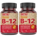 DEVA Vitamine végétalienne B12 Supplément dissolvant rapide - Complexe une fois par jour avec 1000 Mg de méthylcobalamine B12, acide folique, B6 - Saveur de citron - 90 comprimés dissolvables, 2-pack