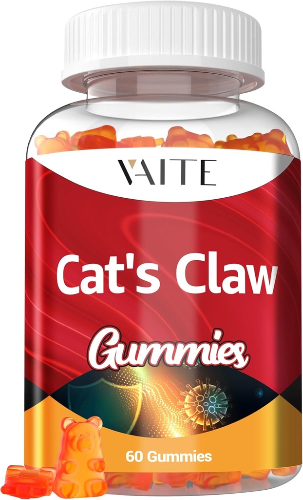 Cats Claw Herbal Suppléments 1000mg Gummies - Extrait d'Uncaria Tomentosa, Vegan Imune Support, Santé articulaire, Équilibre inflammatoire, Bien-être général, Sans sucre, Sans gluten, 60 Chewables