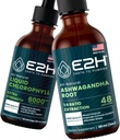 E2H: Liquid Chlorophyll and Ashwagandha Liquid Drops | Vegan, Non-GMO - 2 Fl Oz Each (4 Fl Oz Total) - Bundle