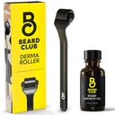 The Beard Club Derma Roller & Beard Growth Oil - Microneedling Roller avec 540 microneedles de titane pour le visage, le corps et le scalp - Beard Roller with Sandalwood & Cedar Beard Oil