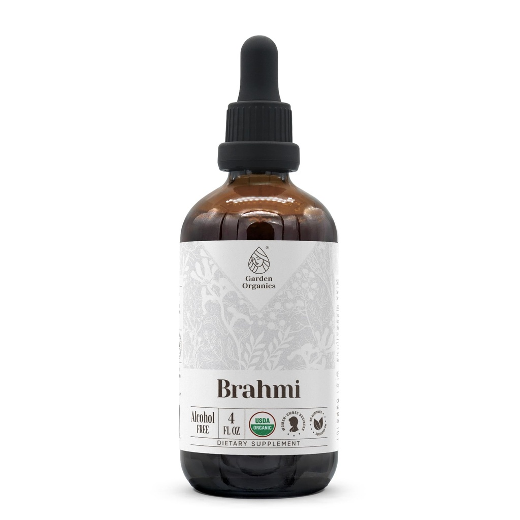 Brahmi USDA Organic..Extrait sans alcool, gouttes à base de plantes biologiques, supplément.Tinture fabriquée à partir de brahmi biologique 100% certifié (Bacopa Monnieri) Herbe séchée 4 oz