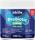 Probiotiques pour chiens 160 Chews 12 oz – Soutiens Gut & Digestion Santé, Système immunitaire, Estomac et Gaz, Métabolisme, Constipation, Diarrhée & Tabouret Loose, Peau Itchy et Ors & Allergies