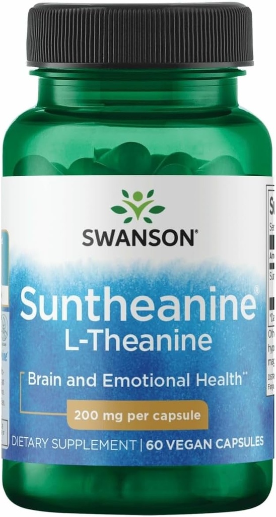 Swanson Amino Acid Double Potentialité Suntheanine L-Theanine 200 Milligrammes 60 Capsules de Veg
