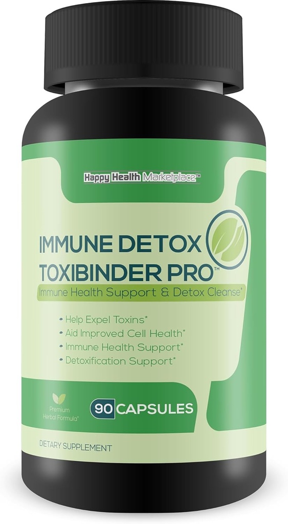 Immune Detox Toxibinder Pro - Supplément de support Detox & Immune - Aide Expel Toxins - Nettoyant Detox naturel - Psyllium, Vitamine C, Ginger, Zinc, Racine de dandelion - Support de boost Detox Immune pour le corps entier