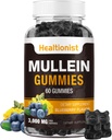 1 Pack sans sucre Mullein Gummies - Lung Cleanse, 3000MG Mullein Supplément pour les gouttes de Mullein Respirant, Organique Gummy avec Quercetin et Bromelain pour Lung, Digestive Health & Immune 90Ct