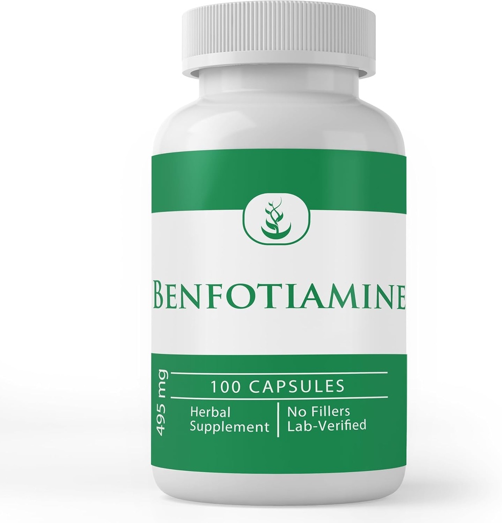 INGRÉDIENTS ORIGINAUX DE PURE Benfotiamine (100 gélules) Toujours pur, sans additifs ou remplisseurs, laboratoire vérifié