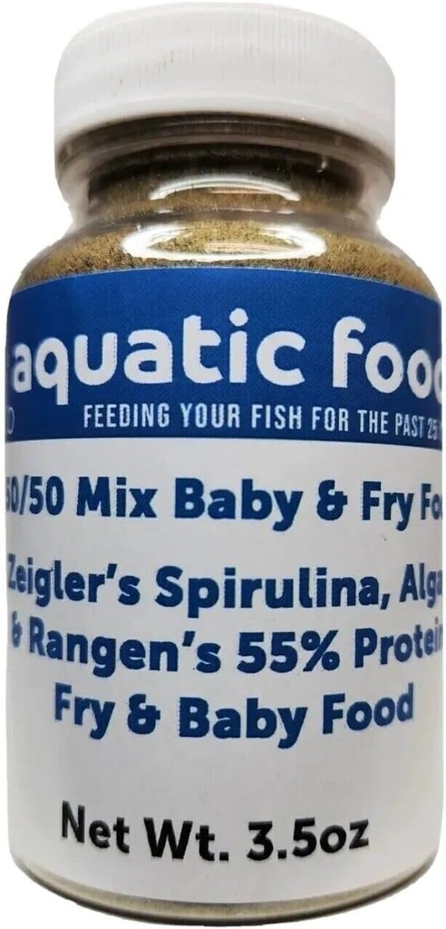Aquatic Foods Inc. 50/50 Mélange de poudre de spiruline/algue et d'huile molle de Rangen 55% Protéines Koi & Poisson Tropical Fry Floating Food...