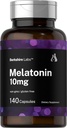 Horbäach Berkshire Labs Melatonin 10 mg 140 Capsules à libération rapide Formule de force extra-OGM, Supplément sans gluten