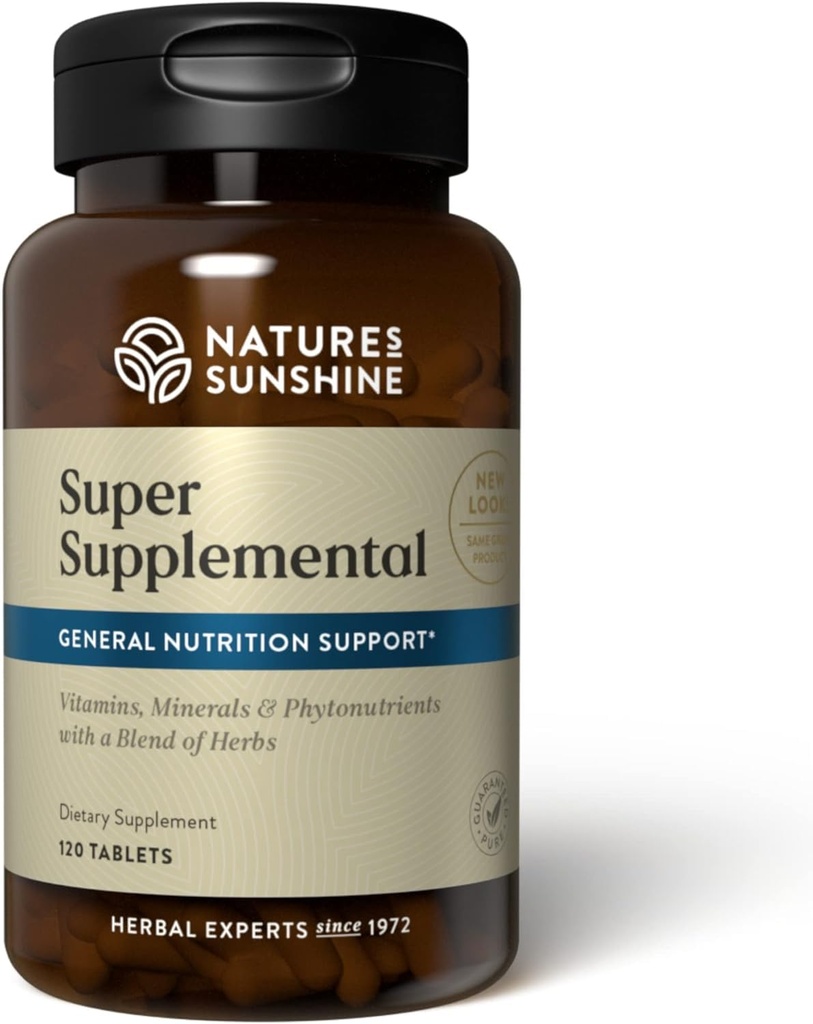 Nature Sunshine Super Supplemental: Multivitamine complète avec des minéraux, des antioxydants et plus pour les lacunes nutritionnelles, la santé globale, Immune et le soutien énergétique. 120 onglets