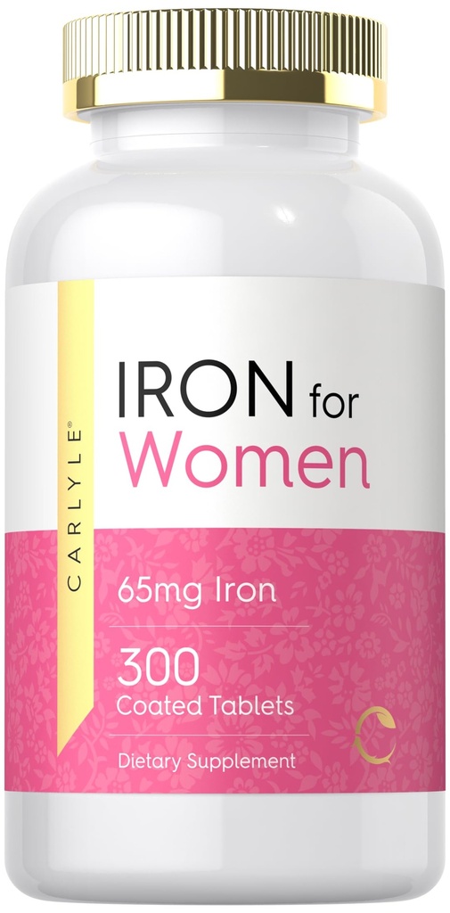 Supplément en fer Carlyle pour les femmes 65mg.300 comprimés enduits.