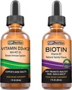 SBR Nutrition D3+K2 et mélange de biotine Vitamine D3K2 (MK7) gouttes liquides, menthe poivrée, 1 oz