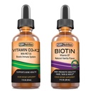SBR Nutrition D3+K2 et mélange de biotine Vitamine D3K2 (MK7) gouttes liquides, menthe poivrée, 1 oz