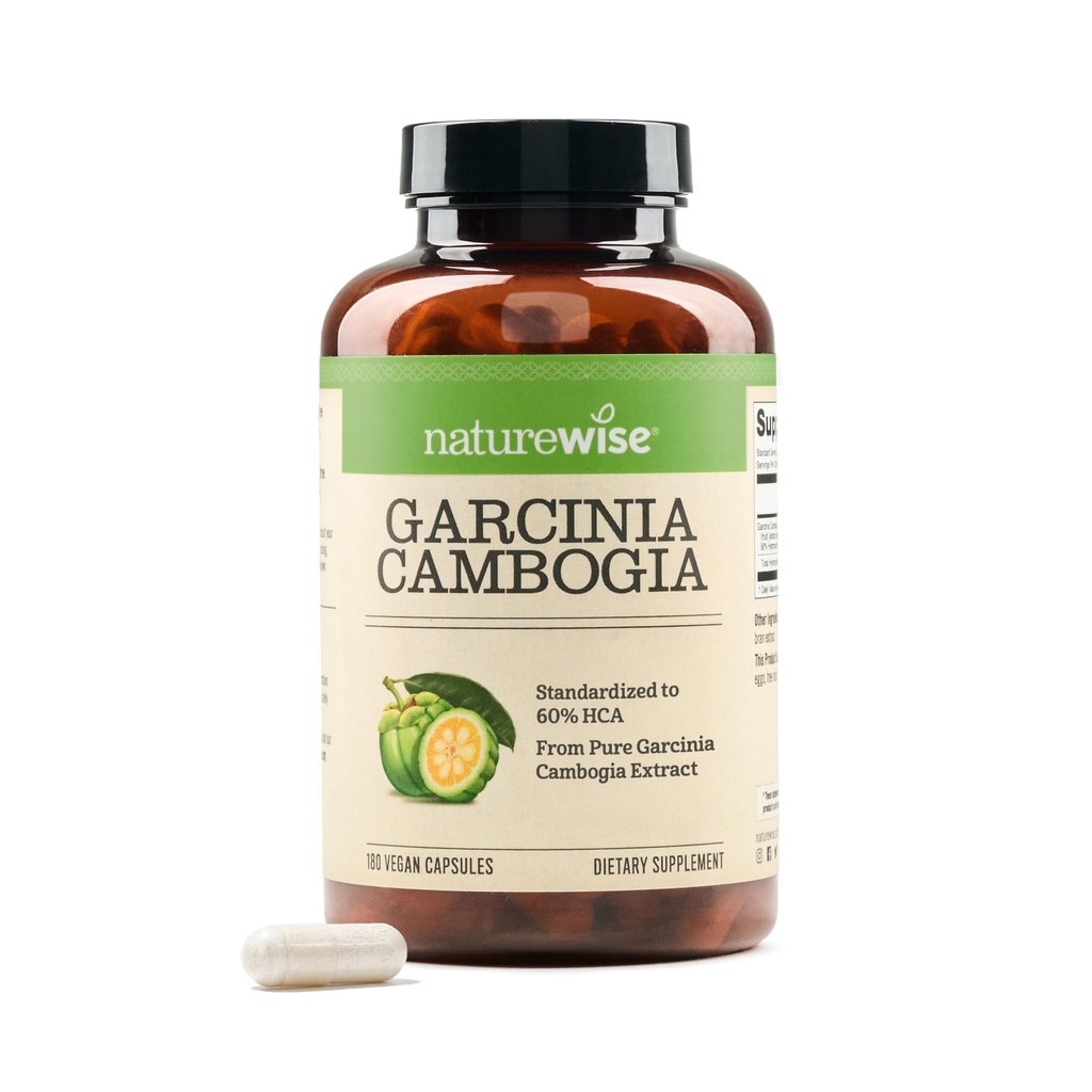 Garcinia Cambogia - Extrait de concentration de 60% HCA, support naturel pour les objectifs de poids et les niveaux d'énergie - végétalien, non-OGM, sans gluten - 180 capsules[2-6 mois d'approvisionnement]