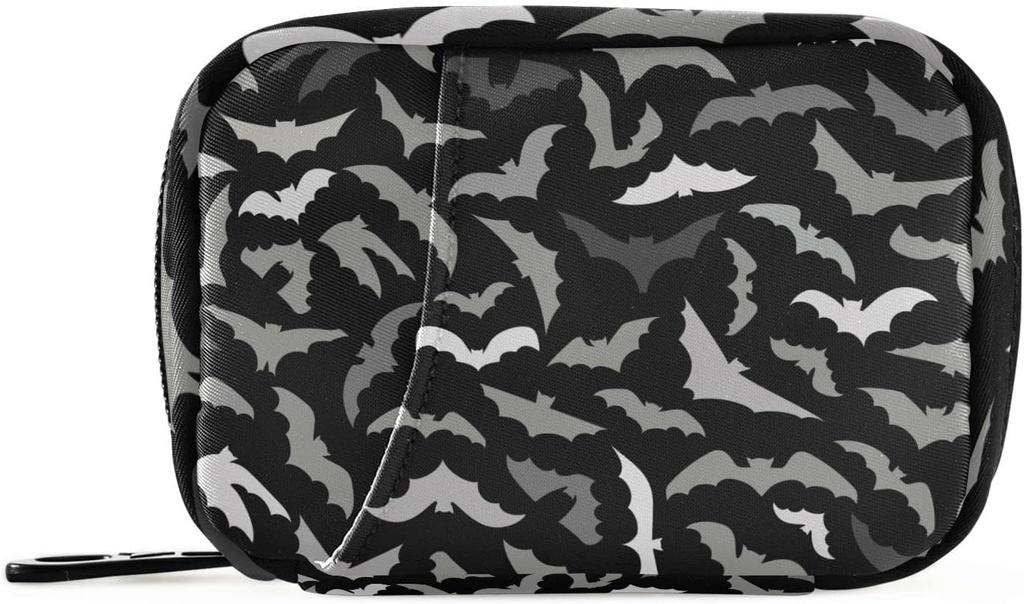 Pill Box Halloween Bats 7 jours Pill Case Travel Pill Organizer Bag avec Zipper Portable Weekly Vitamin Medicine Support de poche