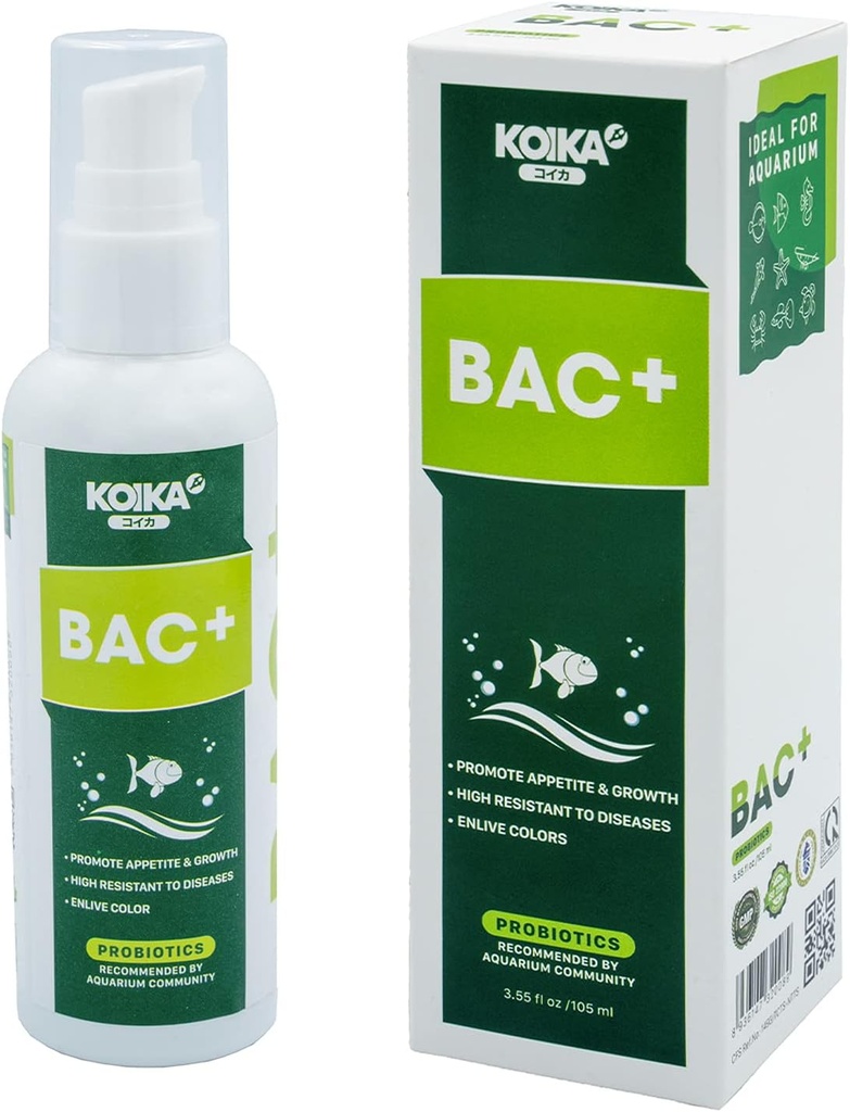 KOIKA BAC+ Probiotiques d'aquarium, amélioration de l'immunité, résistance aux maladies et amélioration du système digestif (BAC+,105ml)