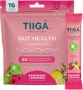 Tiiga Gut Health + Mélange de boisson d'hydratation – 7g Baobab, 5g fibre prébiotique, électrolytes, pas de lait, végétalien, pas de sucre ajouté, digestion, régularité, et constipation – 16 portions