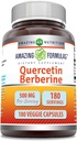 Formules étonnantes Quercetin Berberine - 250mg Berberine et 250mg Quercetin, 180 Capsules de Veggie Supplément de non-OGM , sans gluten , Fabriqué aux États-Unis , Idéal pour les végétariens