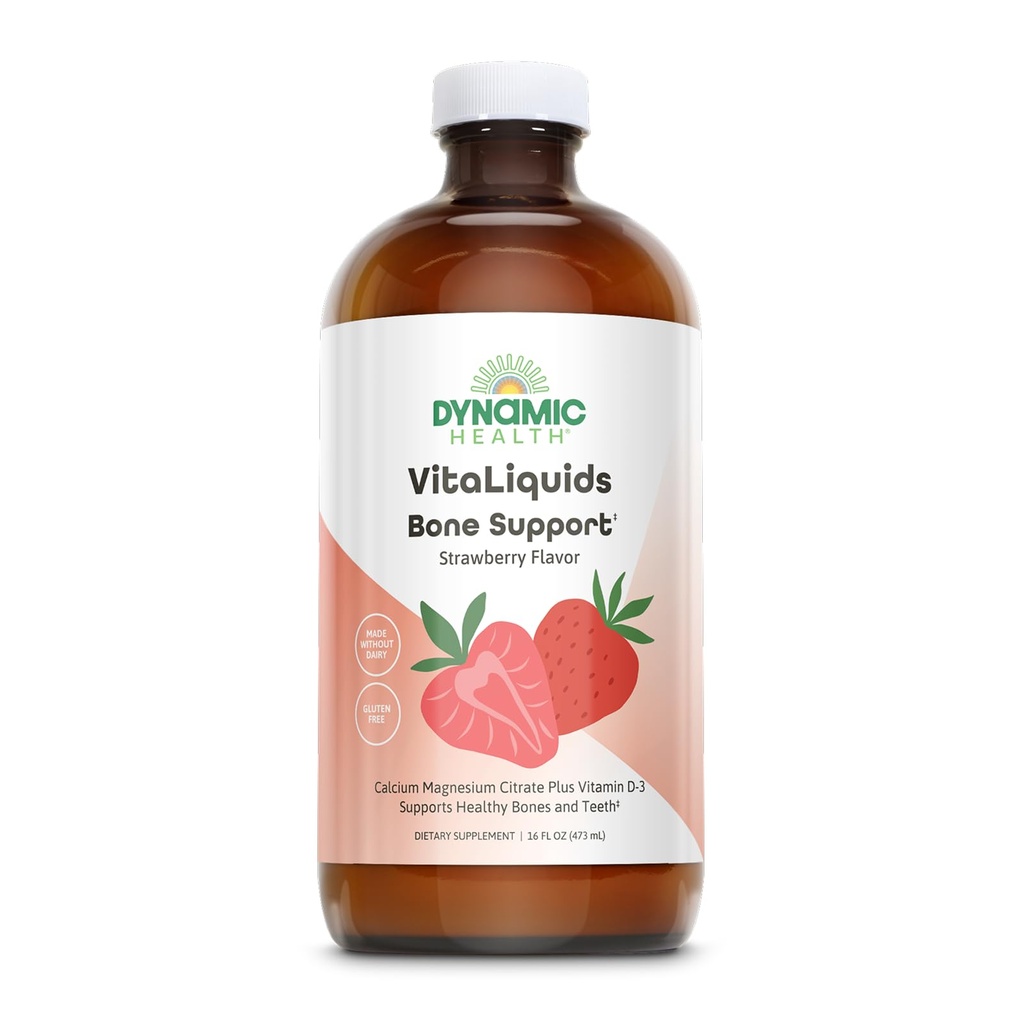 Support des os à vie, Citrate de calcium, Citrate de magnésium et vitamine D-3, Relaxation, Formule de soutien des os et des muscles, Absorption facile, faite sans lait et sans gluten, Arôme fraise, environ 32 portions, 16 FL OZ