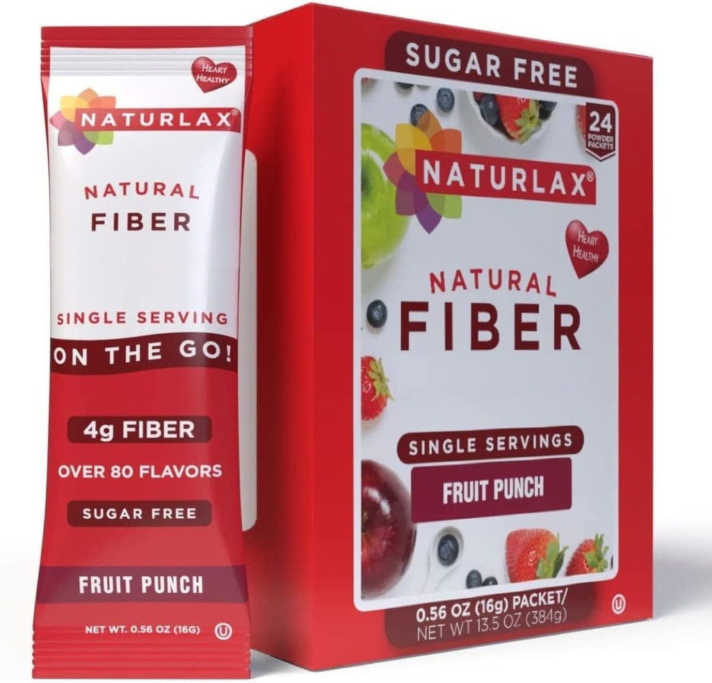 Sugar-Free Fruit Punch Flavored Psyllium Husk, 24 Fiber Packets