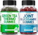 Green Tea Fat Burner Perte de poids (60 Gummies) Supplément de perte de poids suppresseur d'appétit pour les hommes et les femmes et supplément de glucosamine Chondroïtine articulaire (60 comte) Suppléments pour adultes
