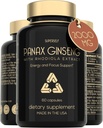 Panax Ginseng et Rhodiola Rosea 2000mg - Ginseng coréen haute résistance 60 Capsules - Supplément à base de plantes pour les hommes et les femmes - Complexe énergétique avec extrait de racine de Ginseng standardisé 7% Ginsénoside - É.-U. Fabriqué