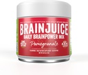 BrainJuice Nootropics Supplément de soutien au cerveau, Poudre sans gluten pour l'énergie et le focus, Mélange de boissons avec L Theanine, Alpha GPC, Vitamine B, Extrait de thé vert biologique caféine, grenade, 15 portions