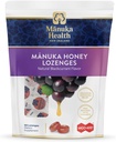 Manuka Health Manuka Honey Throat Lozenges - Blackcurrant Lozanges aromatisées, 58-Count - Gouttes de toux infusées avec du miel brut de Manuka et de la vitamine C pour le soutien immunitaire