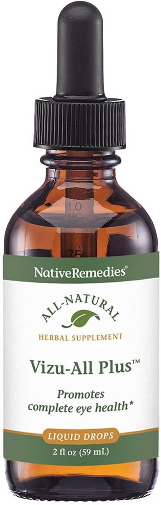 NativeRemedies Vizu-All Plus - Supplément à base de plantes naturelles pour une vision normale claire et des yeux sains et clairs - favorise le fonctionnement et la circulation des yeux sains - 59 mL