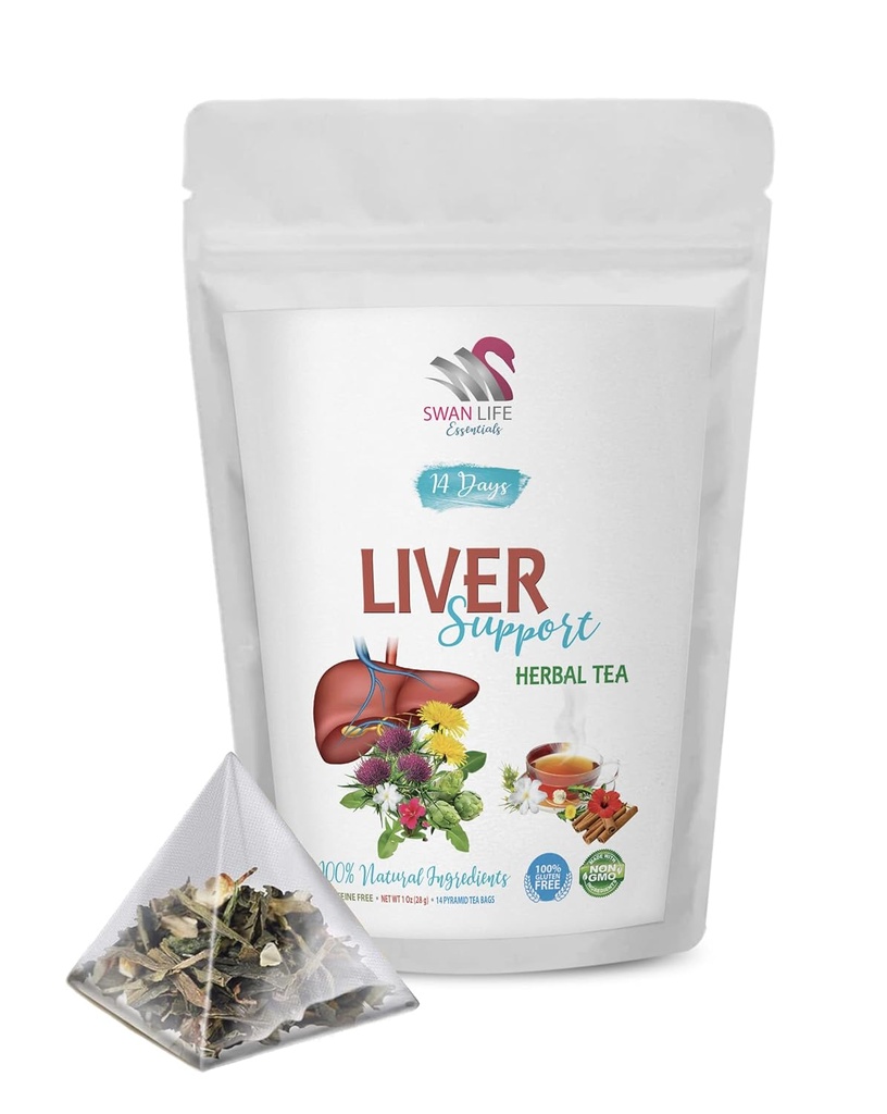 Foie Detox Herbes - LIVER DETOX HERBAL TEA, 14 Jours - racine de bardane et thé de pissenlit, foie soutien thé biologique, foie detox thé caféine sans, foie nettoyer detox et réparer tisane, 1 Pack 14 sacs