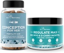 Conception pour ses capsules + Régler MAX Myo-Inositol D-Chiro Poudre d'inositol - Soutien de la fertilité, équilibre hormonal, cycles de régulation - 60 capsules molles végétariennes + 60 portions Poudre