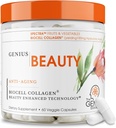 Geius Beauté, Peau de cheveux et ongles Vitamines, 60 Capsules - Supplément anti-oxydant anti-âge, pilules de collagène hydrolysées, glutathion et astaxanthine - Détox nettoyant, rides, croissance des cheveux et peau saine