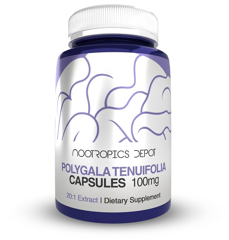Nootropics Depot Polygala tenuifolia Capsules | 100mg | 180 Count | 20:1 Extract | Yuan Zhi | Promotes Cognitive Function, Learning and Memory | Supports Healthy Stress Levels | Adaptogen Supplement