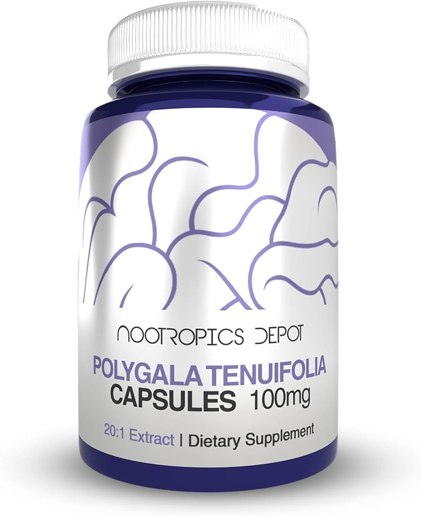 Nootropics Depot Polygala tenuifolia Capsules de 100mg de 100mg de 180 Comte de 20:1 Extrait Yuan Zhi
