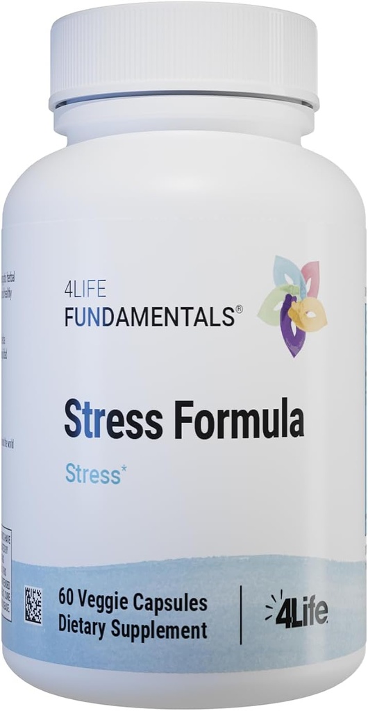 4Formule de stress de vie, complément alimentaire, soutient le système nerveux et le sommeil avec baume de citron, camomille et racine valériane, 60 Capsules