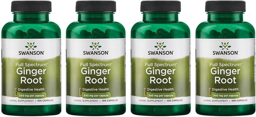 Swanson Ginger Root 540 mg 100 Caps (4 Pack)