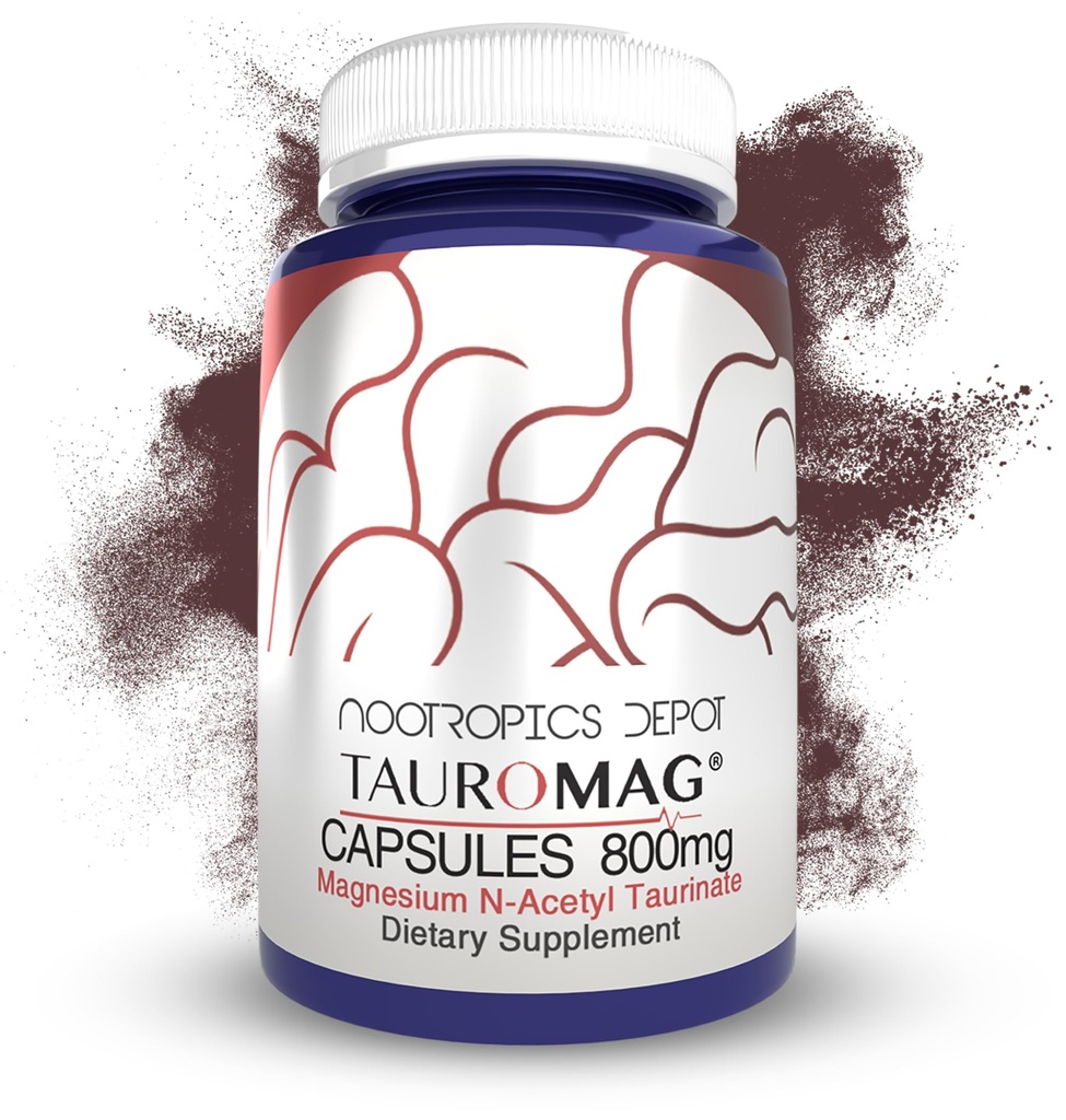 Nootropics Depot Tauromag Capsules | 800mg Magnesium N-Acetyl Taurinate | 90 Count