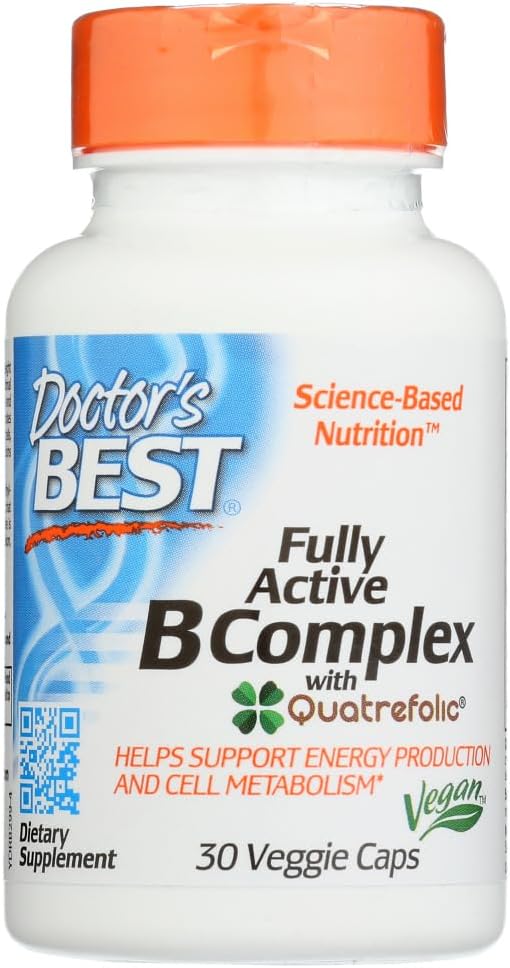 Le meilleur complexe B entièrement actif du docteur, non-OGM, sans gluten, végétalien, sans soja, soutient la production d'énergie, 30 capsules de légumes