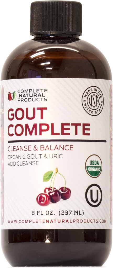 Produits naturels complets Acid Uric Complet - Supplément liquide de 8 oz pour soutenir le nettoyage de l'acide Uric, la santé rénale et la circulation avec vinaigre de cidre de pomme, cerise de tart et racine de betterave.