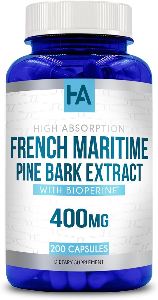 Capsules d'extraits d'écorce de pin Maritime française (en anglais seulement) Supplément d'extrait d'écorce de pin Maritime française avec BioPerine pour absoprtion améliorée Standardisée à 95% Proanthocyanidines (en anglais seulement)
