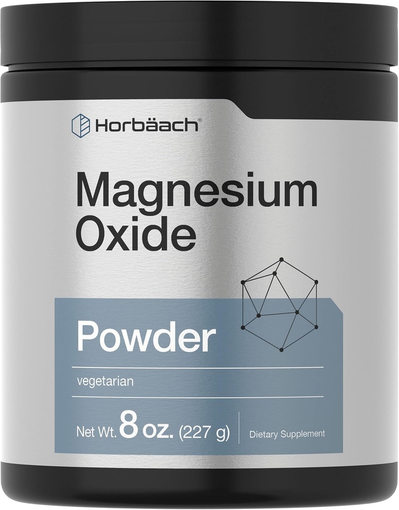 Poudre d'oxyde de magnésium d'Hobbäach de 400mg de 8 onces (227 g) de légumes, sans OGM et sans gluten