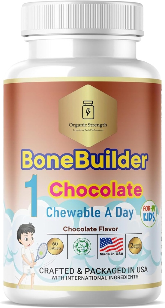 Kids Bone Builder 1 Chewable A Day Vitamines Halales Saveur de chocolat pour l'âge 4-12 60 portions
