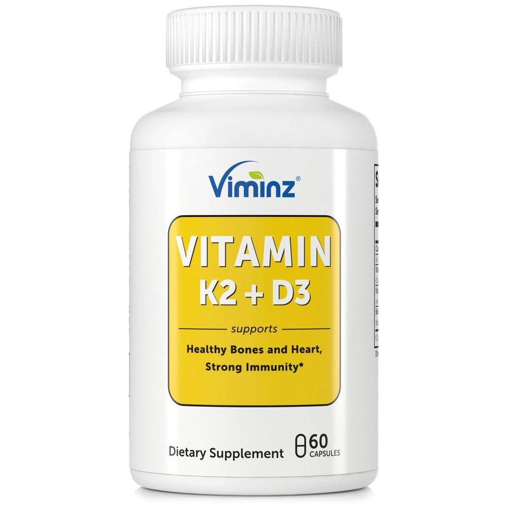 Vitamine D3/K2-5,000 UI (125 mcg) - 60 capsules - Soutient des os et du cœur sains, une immunité forte