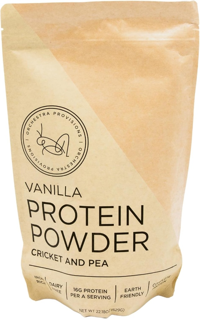 Mélange de poudre de cricket de vanille et de pois, 16g de protéines complètes, sans lactose, sans lactosérum