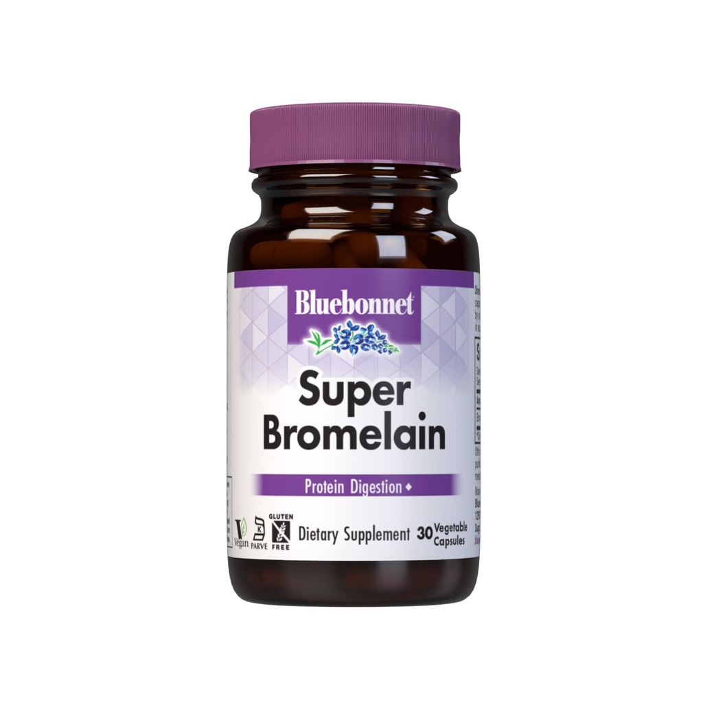 BlueBonnet Super Bromelain Capsules végétariennes, Ananas, 500 mg, 30 Nombre