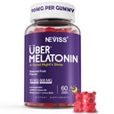 Mélatonine Gommies 10mg 20mg pour les adultes, Mélatonine 10 mg par Gummy avec Ashwagandha, Magnésium Glycinate, GABA, L-théanine, racine valériane et baume de citron, Supplément de soutien du repos, arômes de raisin, 60 Cts